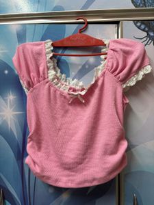 Pink Daily Wear Korean Style Top