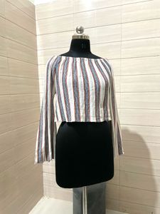 ZARA KNIT Striped Off-Shoulder Top