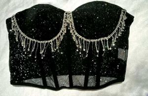 Brand New ( Urbanic)Black Sequined Mesh Corset Top