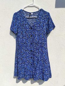 H&M Blue Floral Button-Down Dress