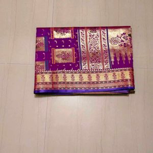 Elegant Purple &amp; Gold Saree