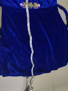 Blue Velvet Dress with embroidery brand new