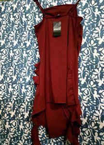 Spaghetti Strap Slower Applique High-Low Dress