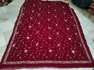 Full Aari Tari Work 🌹 ✨ Maroon Colour Saree