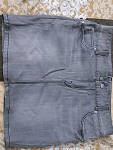 Gray Denim Mini Skirt