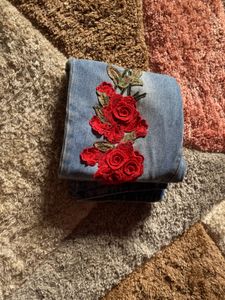 Rose Embroidered Denim Jeans