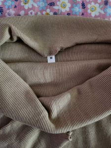 Brown Off-Shoulder Ruffle Top