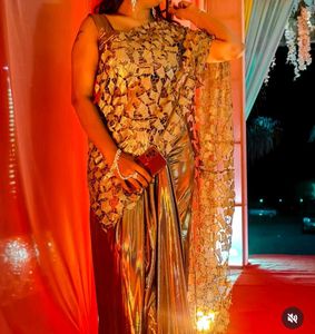 Shiny Party Blouse And ReadyMade saree 🥻