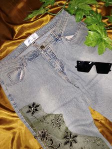 Embroidered Denim Jeans