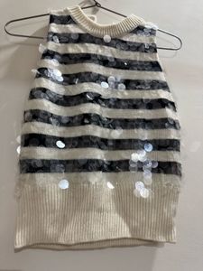 Striped Sequin Knit Top