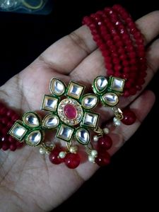 Unused Red Kundan Choker Set