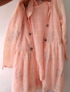 3piece Peach Colour Kids Sharara - 28 Size