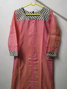 Fancy Embroidery Peach Kurta