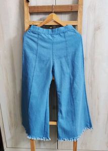 Denim Flare Pants with Frayed Hem waist -28
