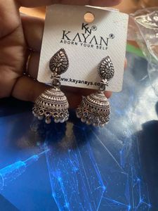 Kayan Oxidised Jhumka Earrings