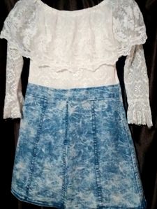 Of Shoulder Net White Top