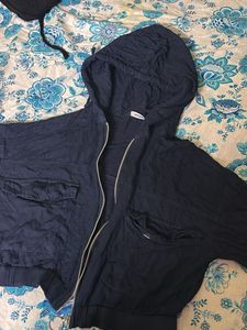 Nuon by Westside Navy Blue Crop Jacket Top | Zip &amp;
