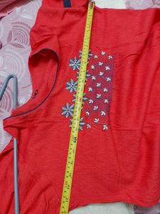 Coral Pink Embroidery Kurti