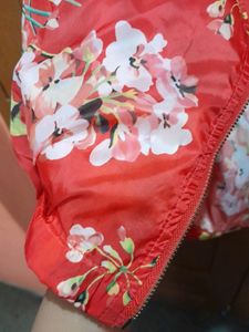 Red Floral Printed Waterproof Jacket