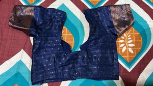 Elegant Navy &amp; Gold Brocade Fabric