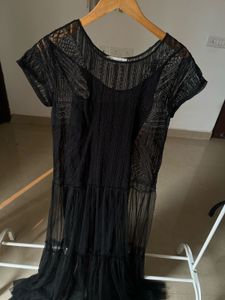 A-LINE MESH TIERED MAXI DRESS