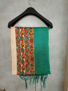 Elegant Green &amp; Beige Saree