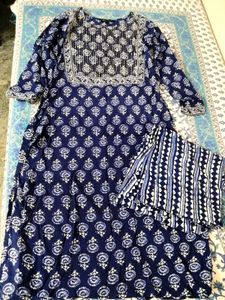 Blue Printed Kurta Set