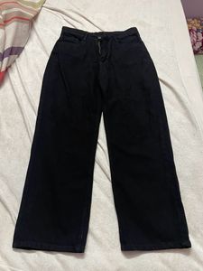 Black Denim Wide Leg Jeans
