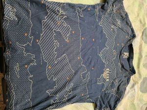 Mens Self Printed Blue T Shirt In L 40 Size