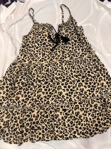 Leopard Print Tiered Mini Dress