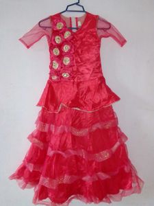Girls' Red Ruffled Party Dress