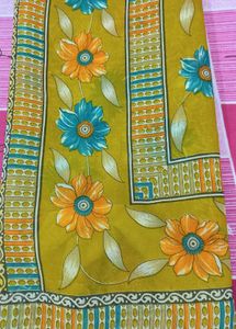 Vibrant Mustard Floral Georgette Saree
