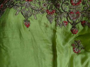 Green Embroidered Fabric
