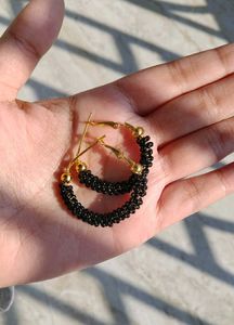 Black Bead Hoop
