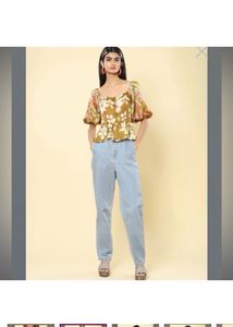 Label Ritu Kumar Olive Floral Print Top