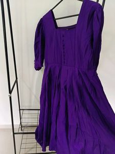 Purple Puff Sleeve Kurta set With Duppttaa