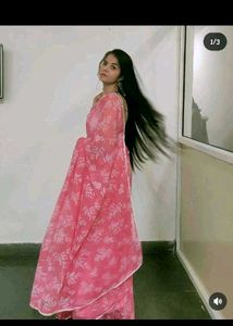 Pink Floral Saree