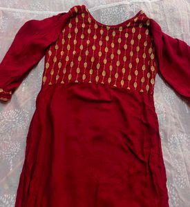Maroon Embroidered Kurta (women's)