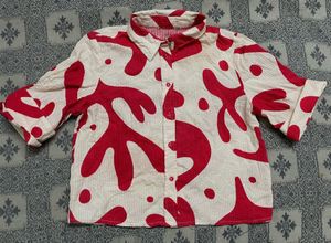 Red & White Patterned Top For Women’s
