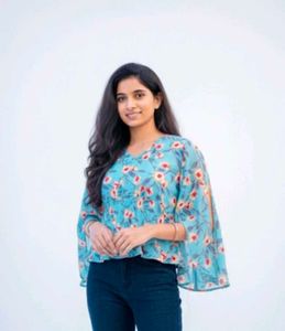 Floral Print Top with Flutter Sleeves