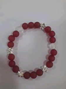 Red Beaded Floral Bracelet
