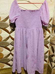 Women Lavender Polka Dot Dress