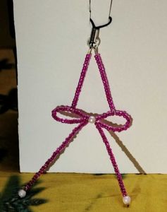 Pink Beaded Phone Charm