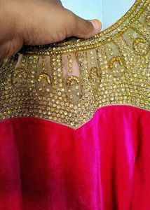 Floor Length Dark Pink Designer Gown