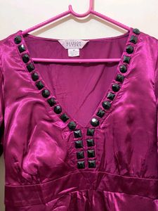 Elegant Purple top Satin 34 and half