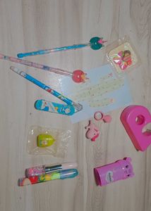 Stationery Set Of 12 Kawaii Cute Pink+Blue+Green