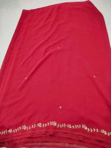 Elegant Red Embroidered Saree