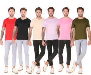 Men Solid Round Neck T Shirt Pack of 6