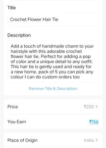 Crochet Flower Hair Tie