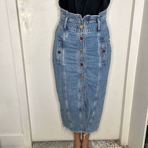 River Island High Waisted Denim Skirt